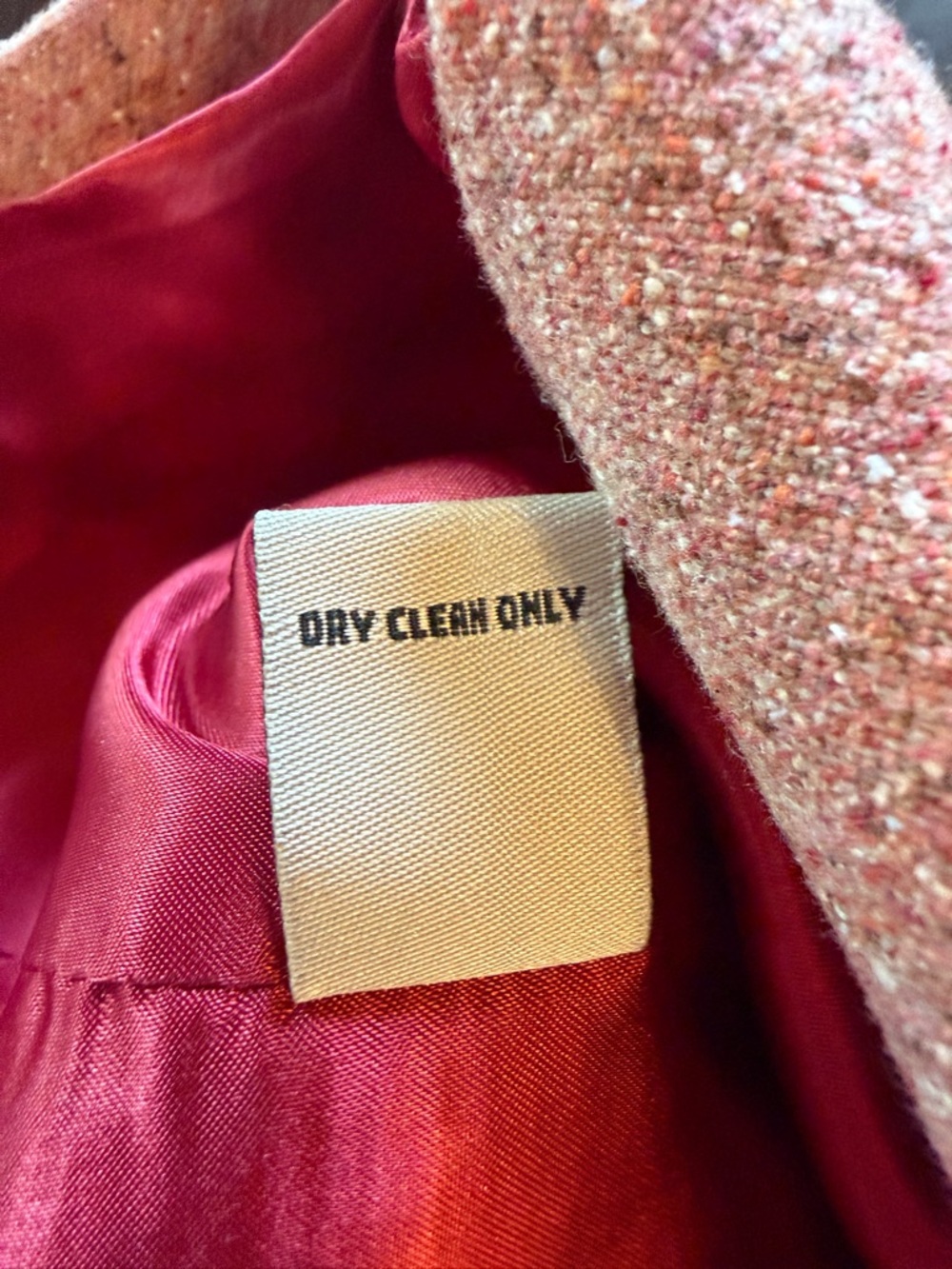 Vintage LL Bean Wool and Silk Blend Pink Tweed Notch-Lapel Blazer Medium Petite - Picture 8 of 11